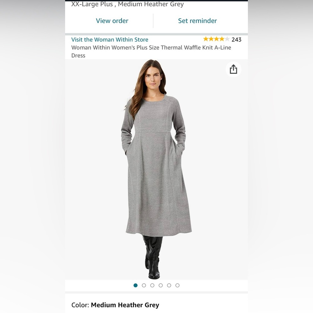 NEW 2X Plus Size Thermal Waffle Knit A Line Dress